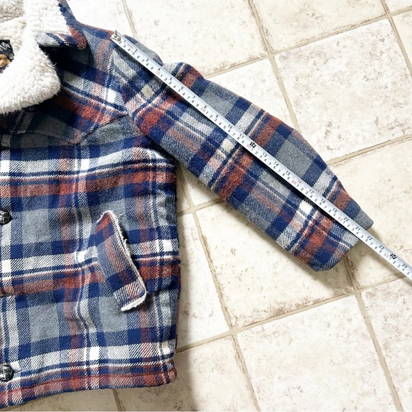 Vintage Blue and Grey Plaid Shirt Jacket Wool-blend Fall Winter Unisex - Picture 12 of 13